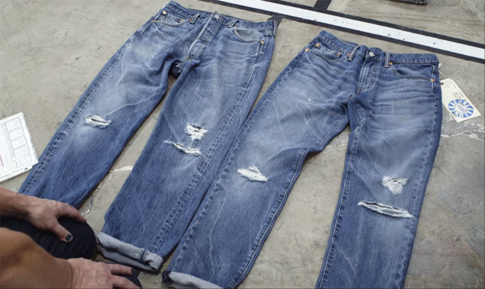 Зліва - джинси, створені за допомогою лазера