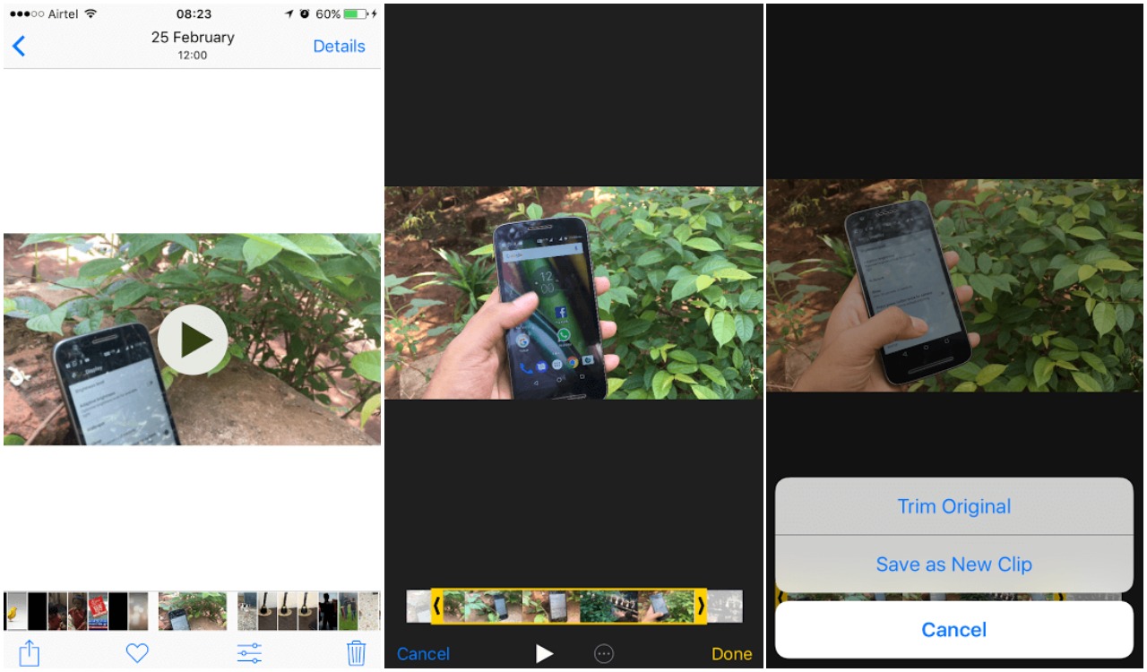 Основные возможности редактирования видео, такие как обрезка / вырезание, изначально доступны на iPhone с помощью приложения «Фото»