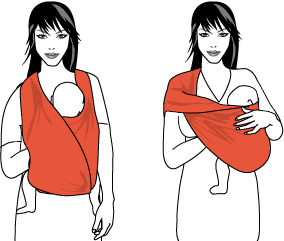 А так же правильно і рівномірно розподілити тканину слінгу на спині немовляти, особливо в перші місяці життя;