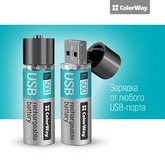 новий продукт   425 ₴   Акумуляторна батарея ColorWay AA USB 1200 mAh 1